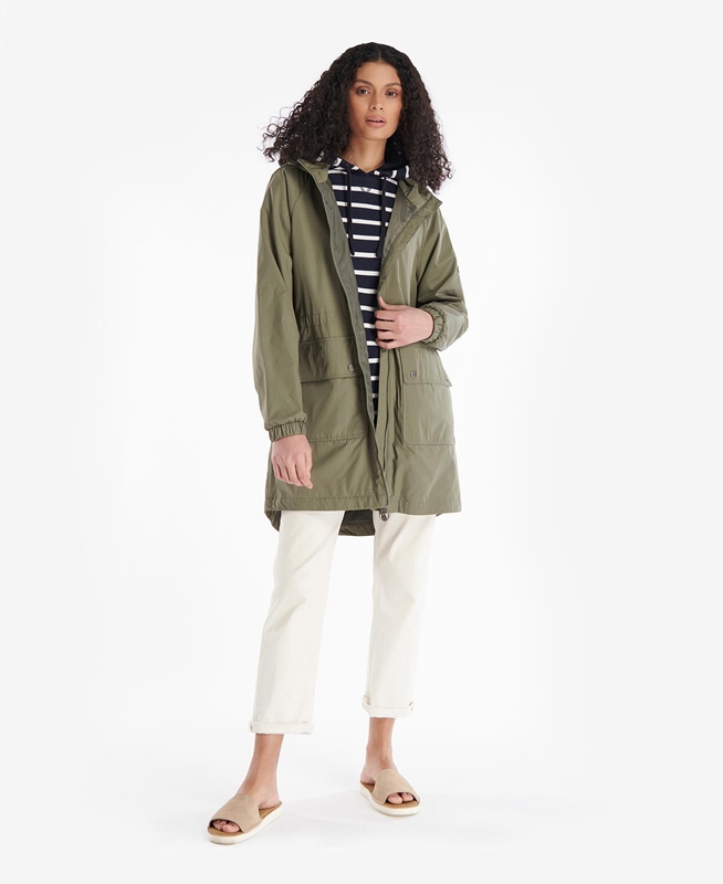 Olive Barbour Sea Daisy Showerproof Women's Casual Jackets | JPDC-69214