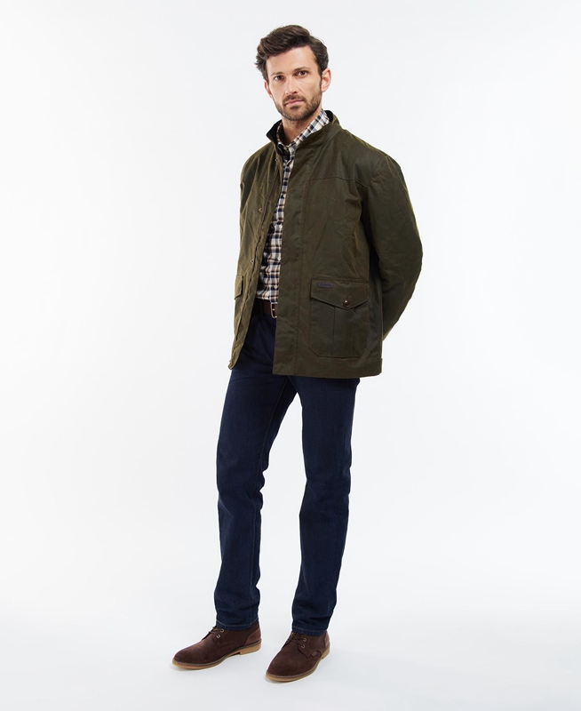 Olive Barbour Sheldon Men's Waxed Jackets | BTYG-06941