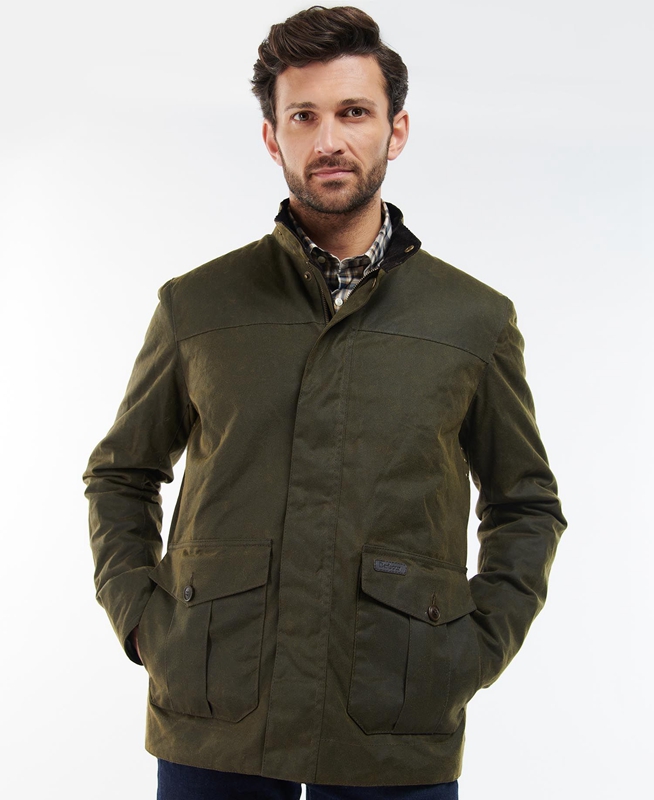 Olive Barbour Sheldon Men\'s Waxed Jackets | BTYG-06941