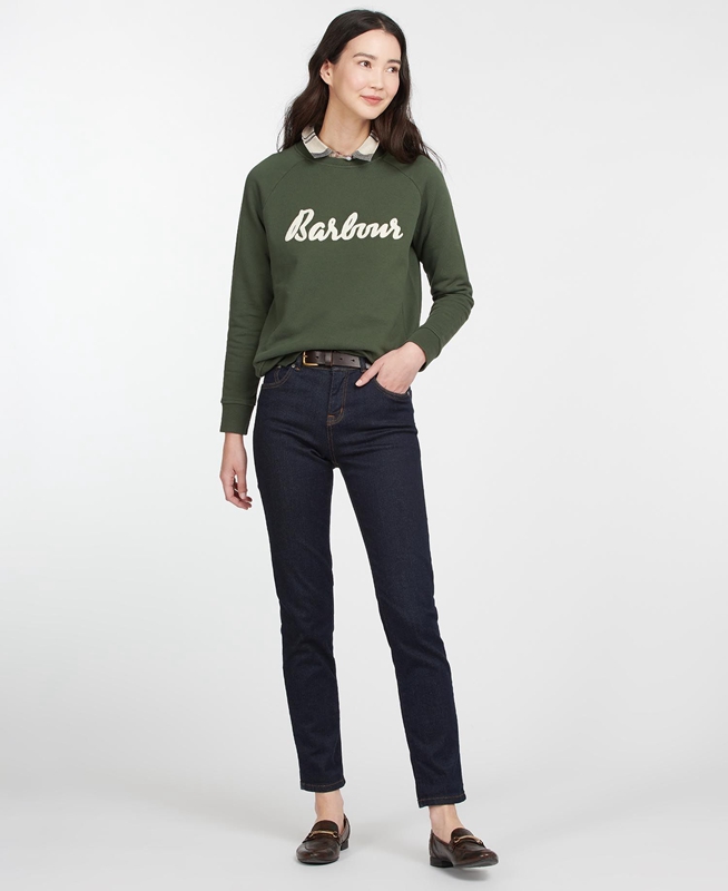 Olive Barbour Sweatshirt Otterburn Women's Sweatshirts | SZMJ-25467