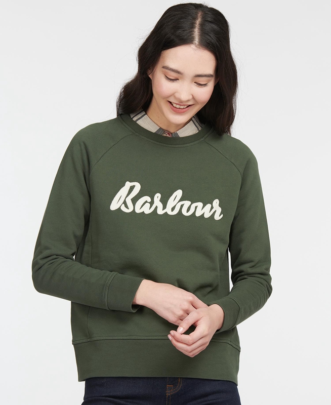 Olive Barbour Sweatshirt Otterburn Women's Sweatshirts | SZMJ-25467