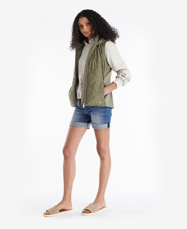 Olive Barbour Thrift Quilted Women's Sweatshirts | QOWP-58061