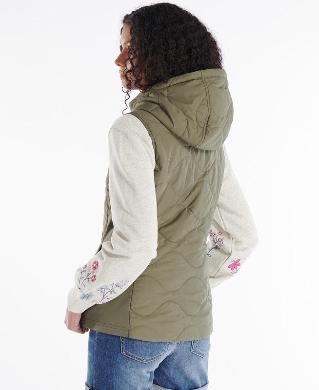 Olive Barbour Thrift Quilted Women's Sweatshirts | QOWP-58061