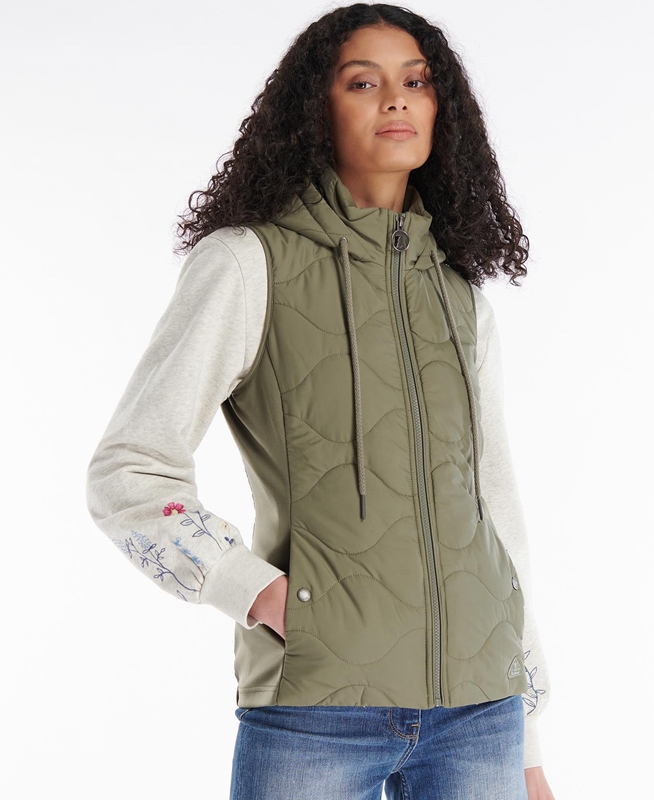 Olive Barbour Thrift Quilted Women\'s Sweatshirts | QOWP-58061