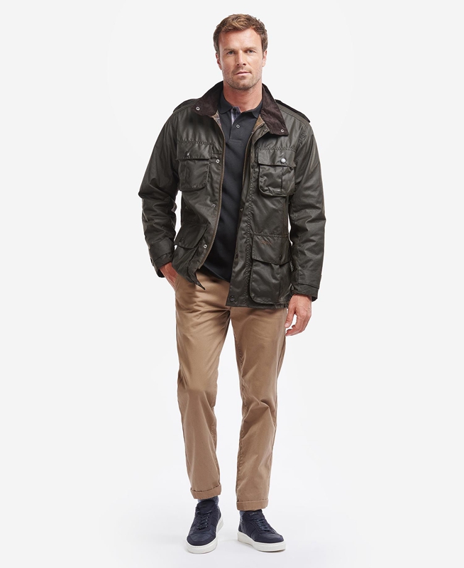 Olive Barbour Trooper Men's Waxed Jackets | WSNU-36904