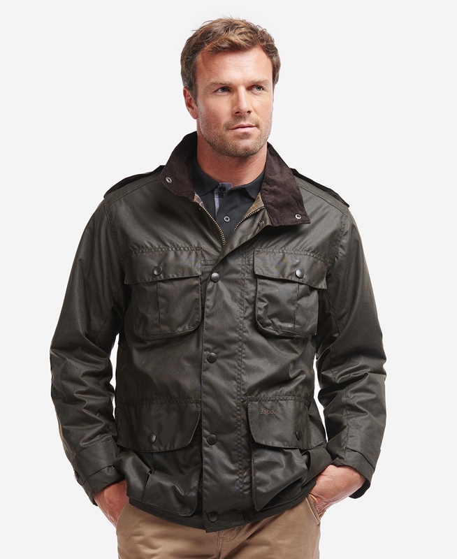 Olive Barbour Trooper Men\'s Waxed Jackets | WSNU-36904