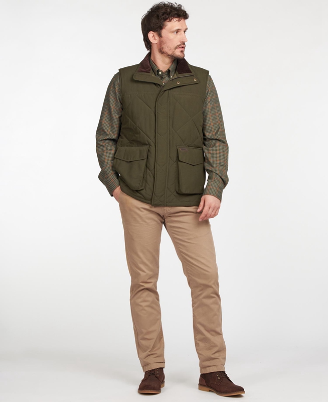 Olive Barbour Winterdale Men's Vest | MNEH-47658