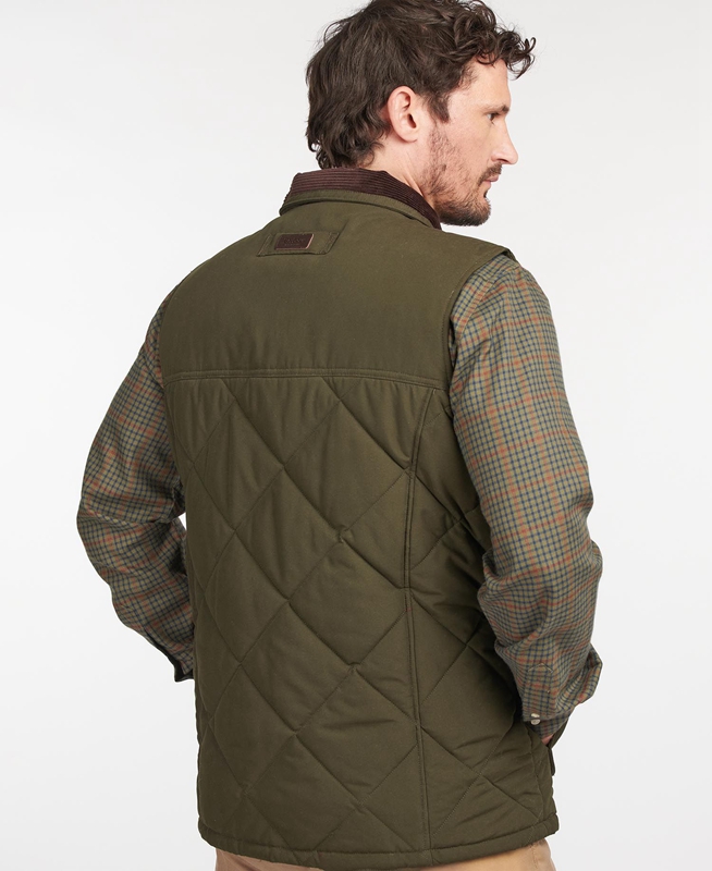 Olive Barbour Winterdale Men's Vest | MNEH-47658