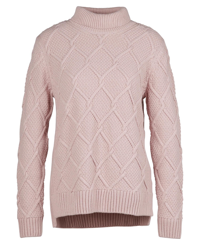 Pink Barbour Burne Roll Neck Knit Women's Sweaters | SNWP-85390