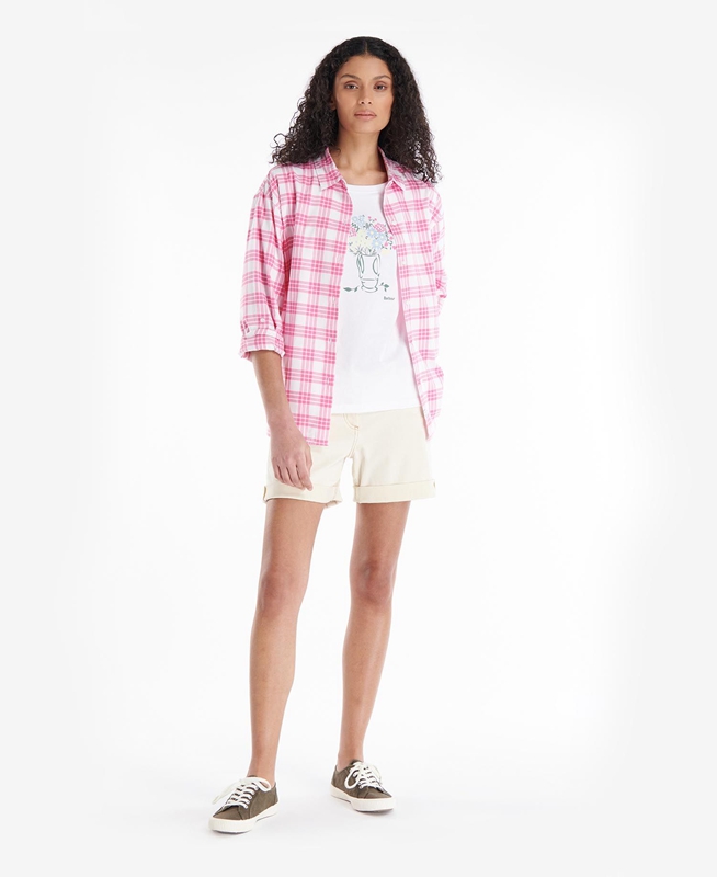 Pink Barbour Willowherb Women's Shirts | BVMH-36852