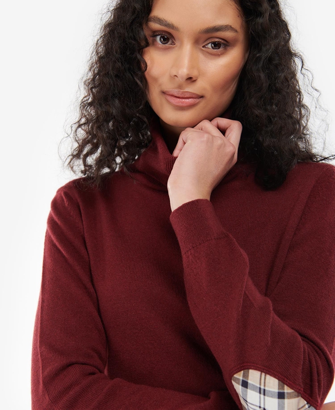 Red Barbour Pendle Roll-Neck Women's Sweaters | BAYR-09186