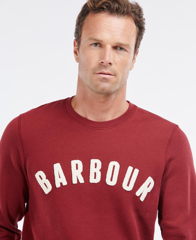 Red Barbour Prep Logo Crew Men's Sweatshirts | FGXO-43029