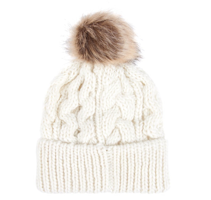 White Barbour Beanie Penshaw Cable Women's Hats | LRDA-61250