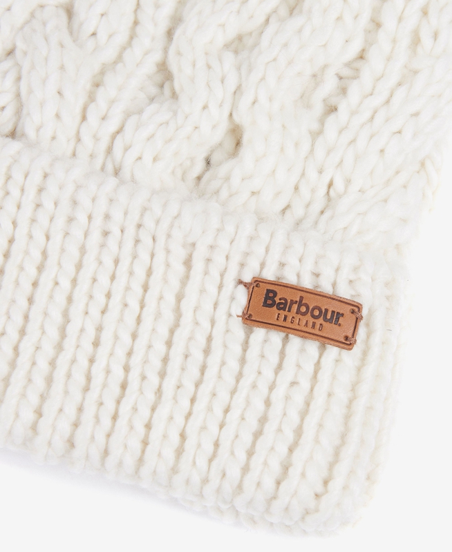 White Barbour Beanie Penshaw Cable Women's Hats | LRDA-61250