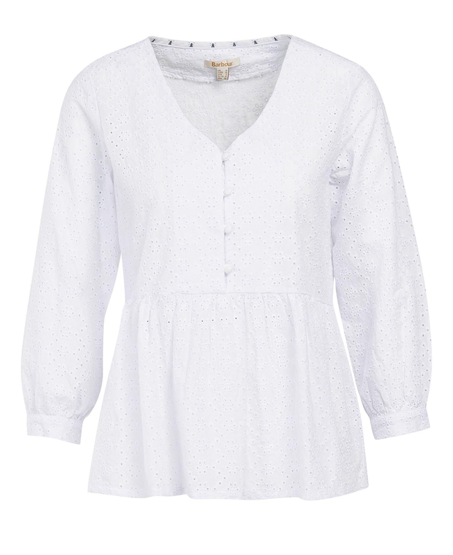 White Barbour Bindweed Top Women's Shirts | OMWE-65019