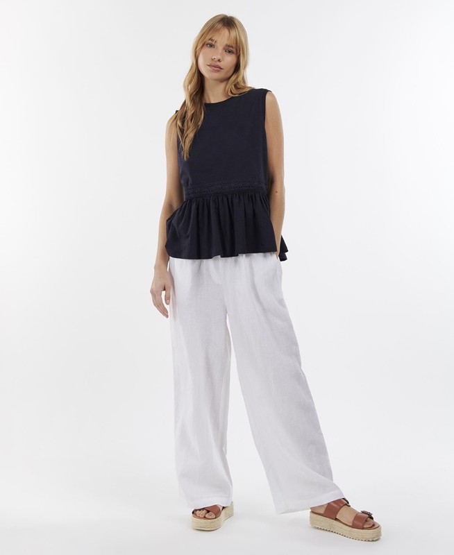 White Barbour Cherbury Trousers Women's Pants | MEVO-20438