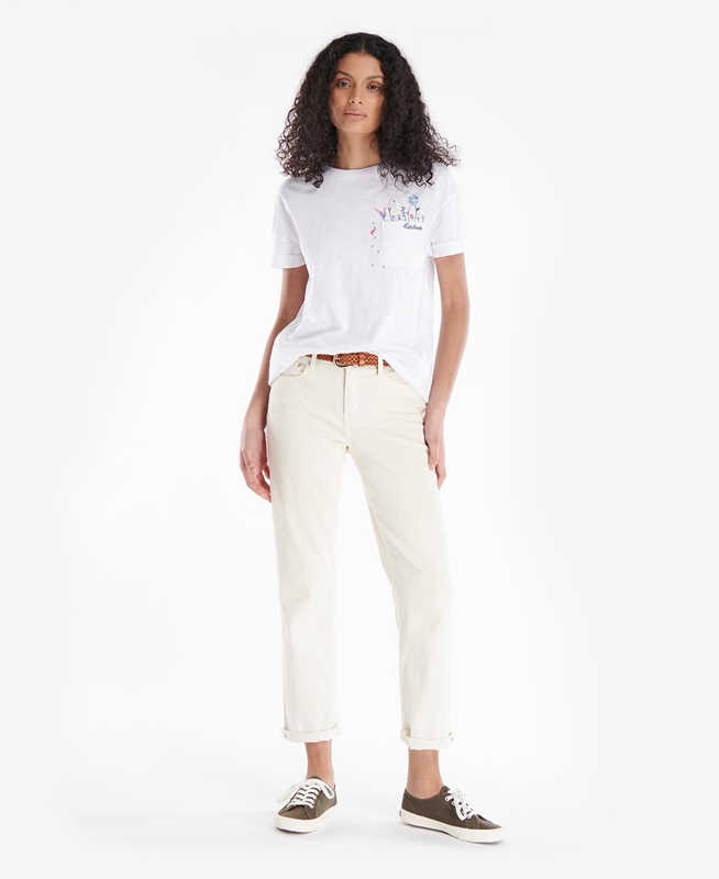 White Barbour Evergreen Women's T Shirts | WFRP-87263