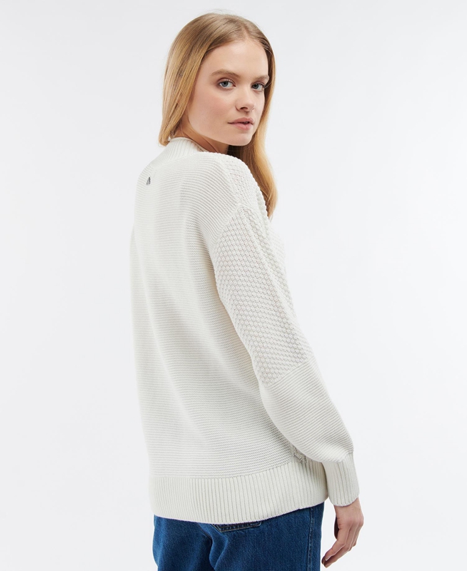 White Barbour Fairbarn Knit Women's Sweaters | OHKF-86901