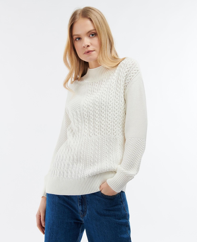 White Barbour Fairbarn Knit Women's Sweaters | OHKF-86901