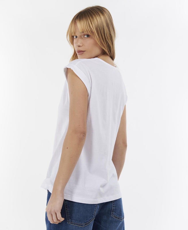 White Barbour Fairburn Women's T Shirts | MUTJ-53271