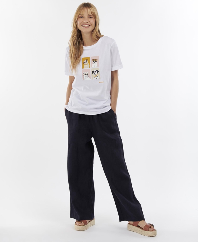 White Barbour Hopewell Women's T Shirts | NYVM-03187