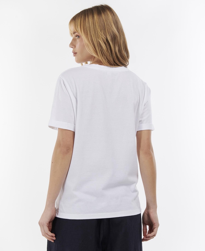 White Barbour Hopewell Women's T Shirts | NYVM-03187