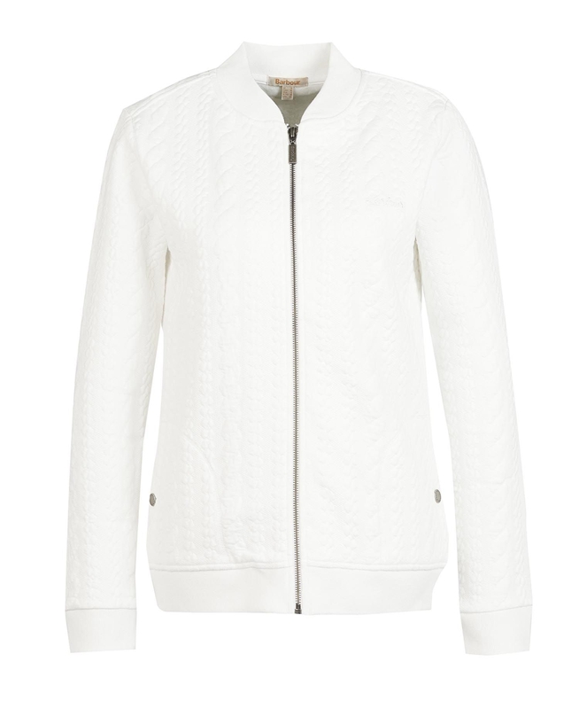 White Barbour Kelsey Zip Women's Sweatshirts | QWKT-84750