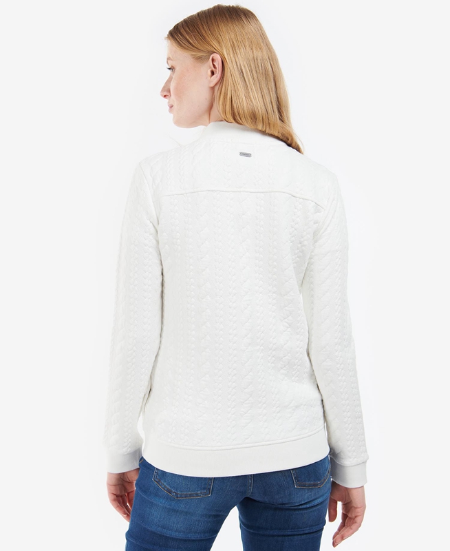 White Barbour Kelsey Zip Women's Sweatshirts | QWKT-84750