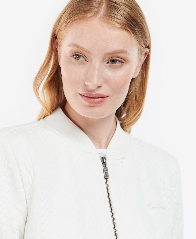 White Barbour Kelsey Zip Women's Sweatshirts | QWKT-84750