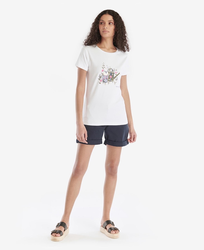 White Barbour Melrose Women's T Shirts | VKSI-14825