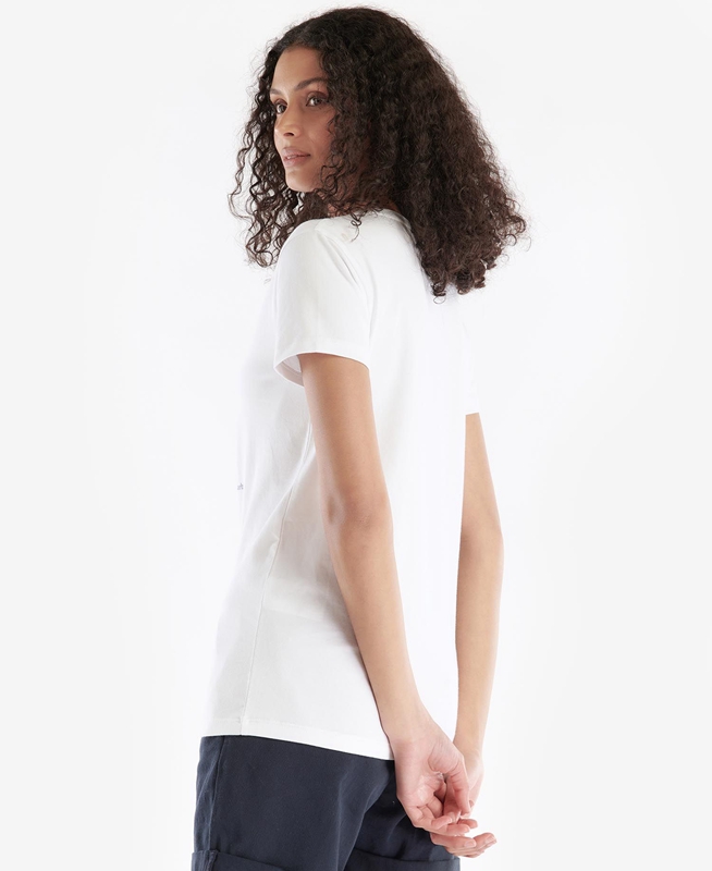 White Barbour Melrose Women's T Shirts | VKSI-14825