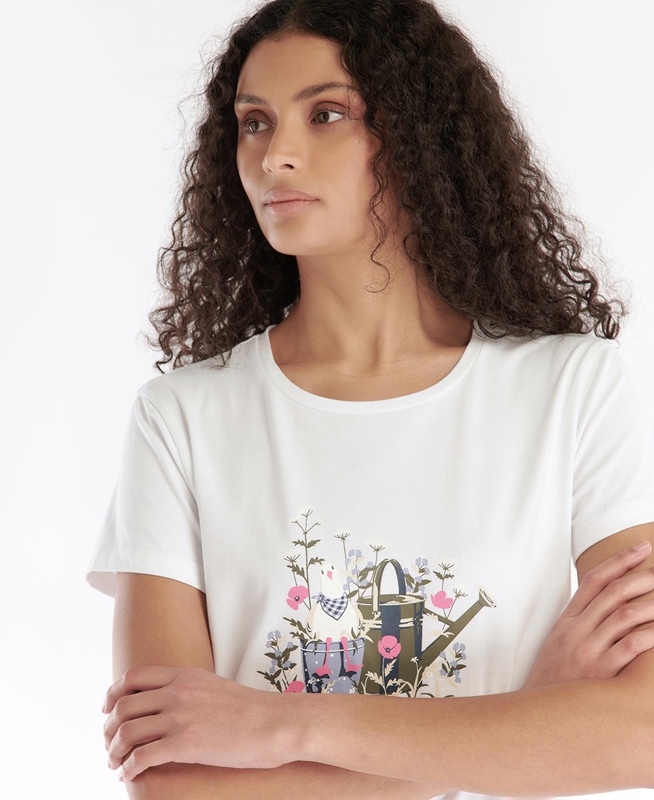 White Barbour Melrose Women's T Shirts | VKSI-14825