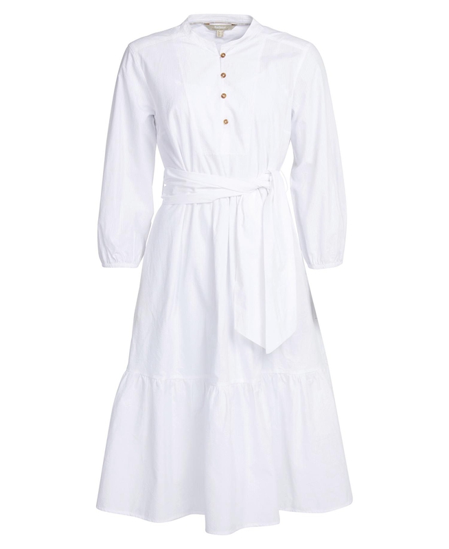 White Barbour Philippa Women's Dress | HYKI-42108