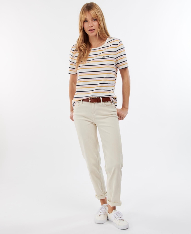 White Barbour Picnic Top Women's T Shirts | SQBV-94601