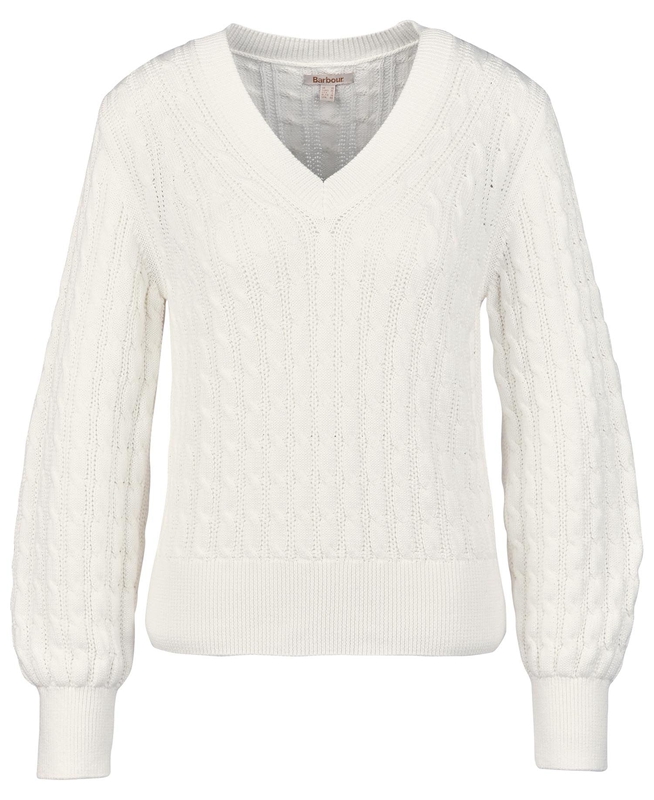 White Barbour Primrose Knit Women's Sweaters | IPRH-91758