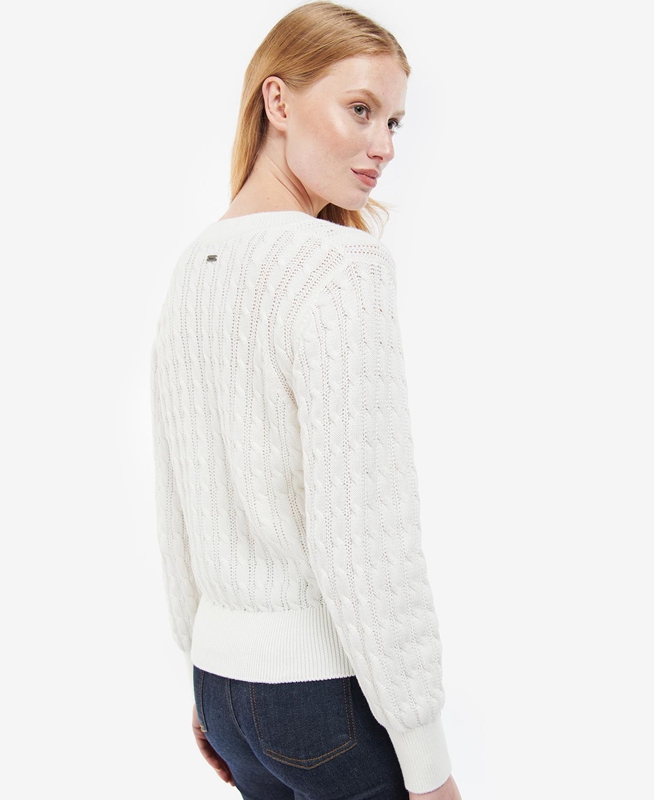 White Barbour Primrose Knit Women's Sweaters | IPRH-91758