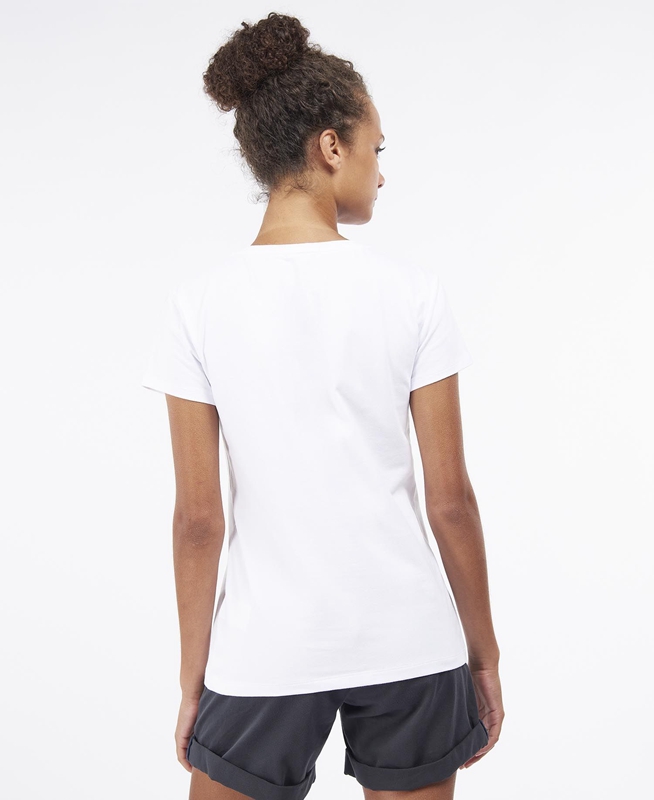 White Barbour Rowen Women's T Shirts | OTBE-61403