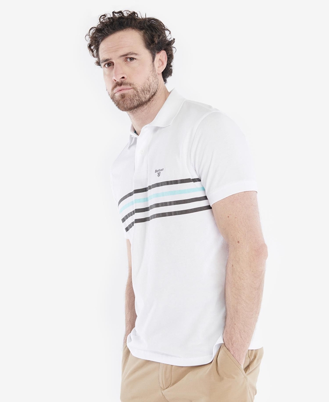 White Barbour Silsden Men's Polo shirts | LDZQ-34817