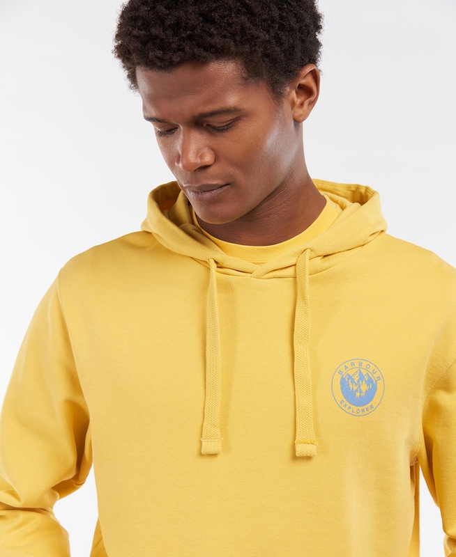 Yellow Barbour Explorer Hoodie Men's Sweatshirts | TRYW-75098